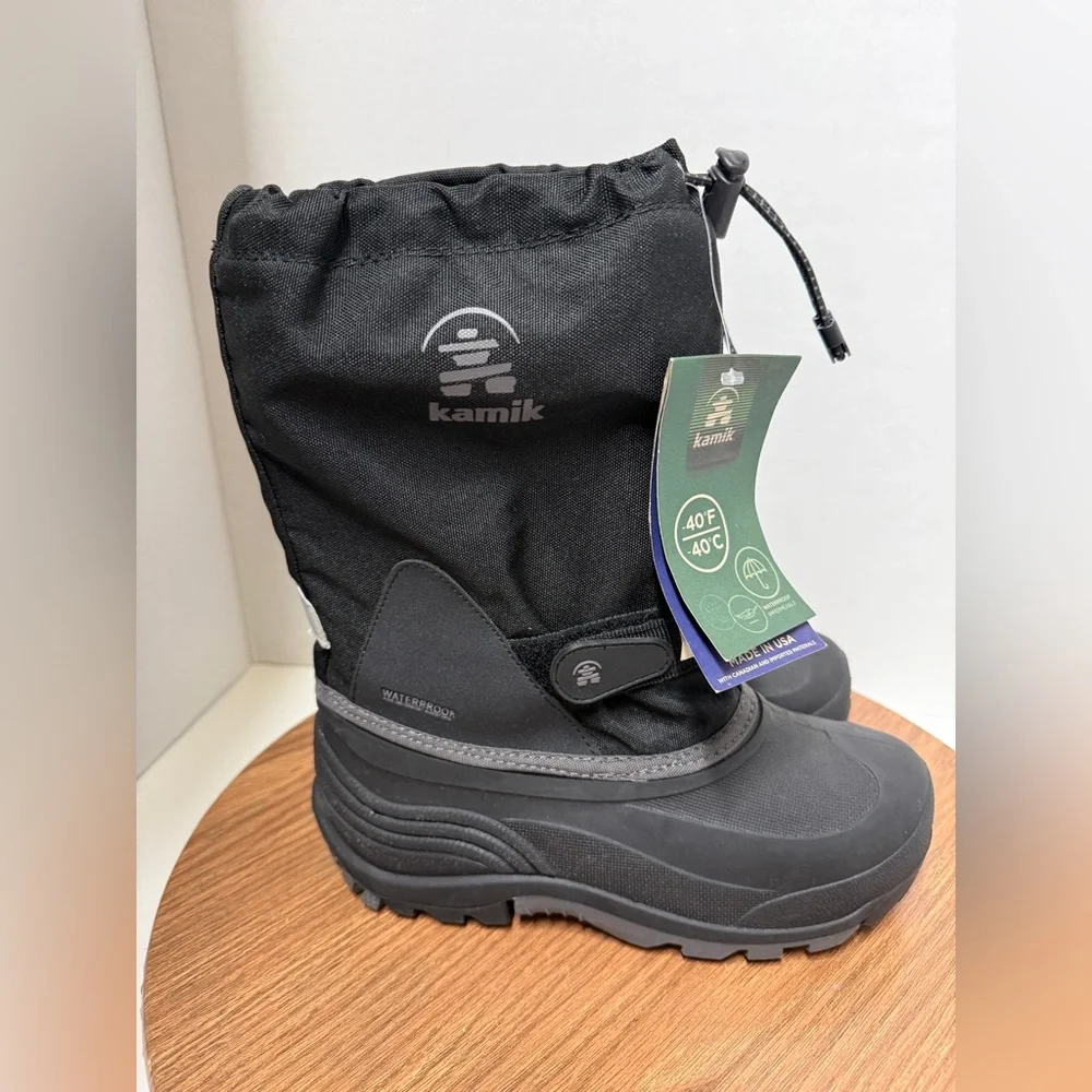 Kamik Kids’ Unisex Black Waterbug 5 Insulated Waterproof Snow Winter Boots